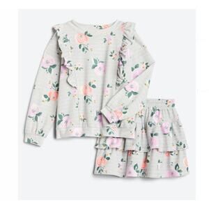 Bailey Lane Floral French Terry Pull Over and Skirt Set Size M 8 - 10